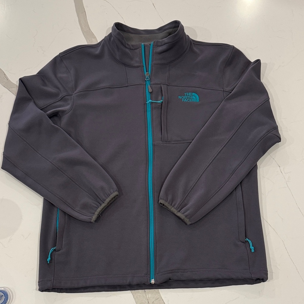 The North Face Charcoal Jacket with Turquoise Details